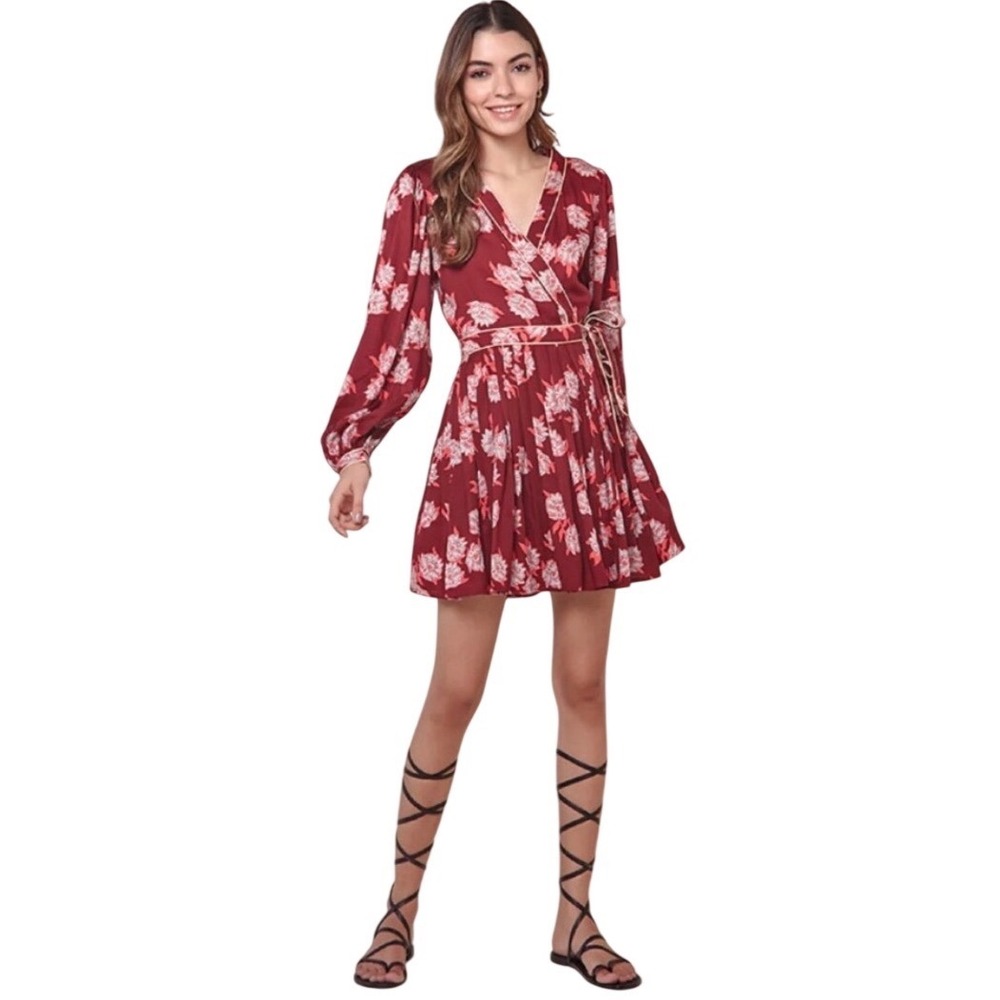 Anthropology Omika "Isla Merlot" Rae Wrap Mini Dress Size XSmall True Wrap Dress